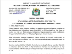 UFAFANUZI WA NOTISI ZILIZOTOLEWA KWA VIJIJI VYA OLOLOSOKWAN,SOITSAMBU,ENGUSEROSAMBU,ARASH NA LOSOITO